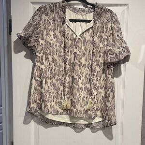 JODIFL Animal Print Blouse in Brown and Cream